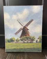 Tableau ancien « moulin » huile sur toile signée peinture